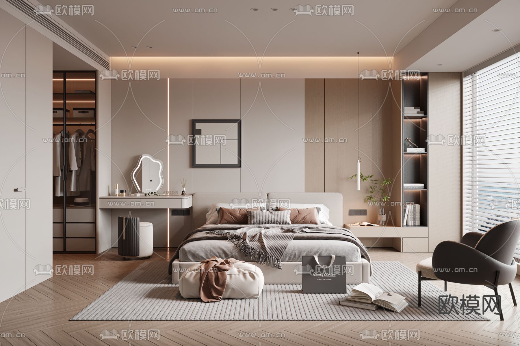 BEDROOM – MODERN STYLE – VRAY / CORONA – 3D MODEL – 2148 - thumbnail 1