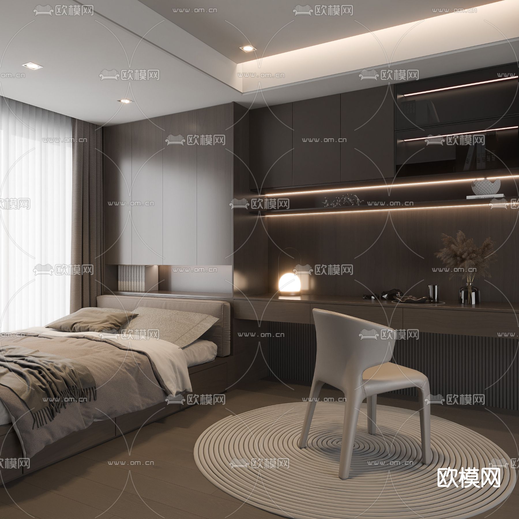 BEDROOM – MODERN STYLE – VRAY / CORONA – 3D MODEL – 2149 - thumbnail 1