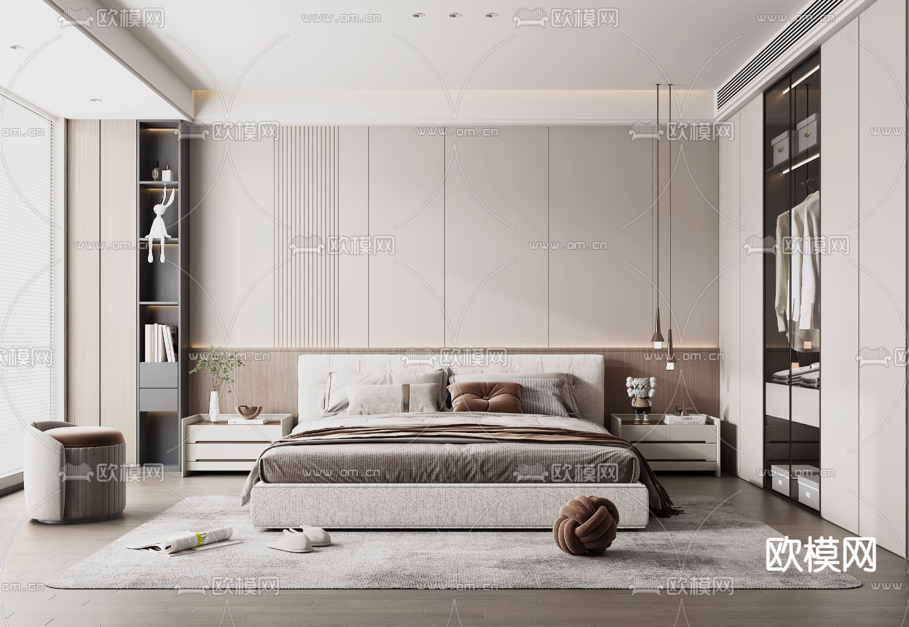 BEDROOM – MODERN STYLE – VRAY / CORONA – 3D MODEL – 2151 - thumbnail 1