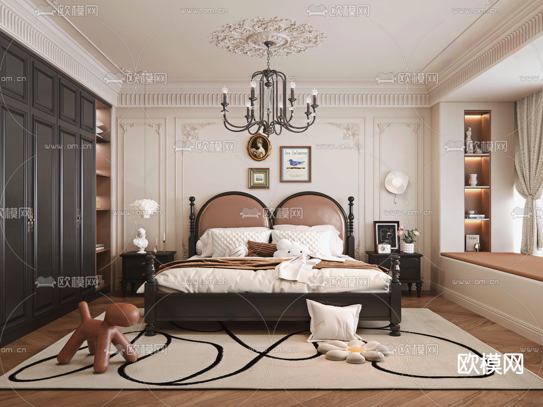 BEDROOM – MODERN STYLE – VRAY / CORONA – 3D MODEL – 2153 - thumbnail 1