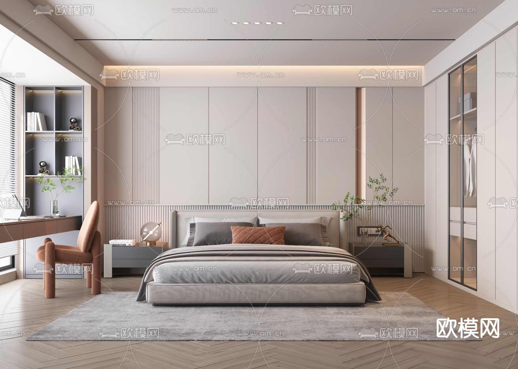 BEDROOM – MODERN STYLE – VRAY / CORONA – 3D MODEL – 2157 - thumbnail 1