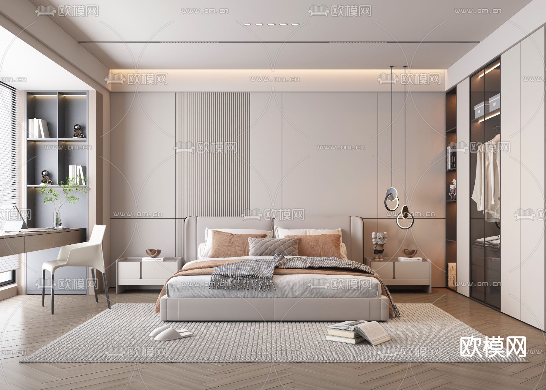 BEDROOM – MODERN STYLE – VRAY / CORONA – 3D MODEL – 2158 - thumbnail 1