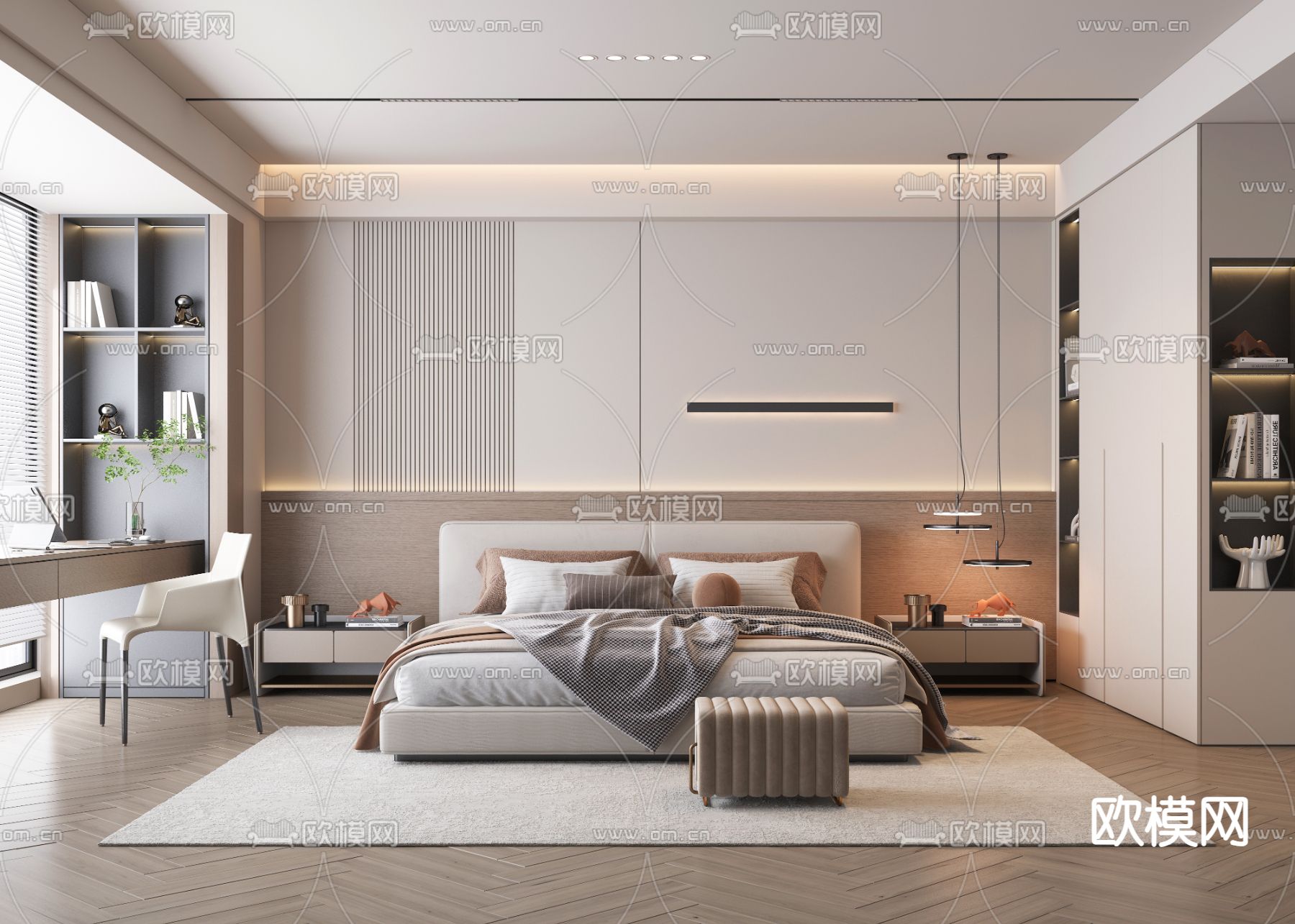 BEDROOM – MODERN STYLE – VRAY / CORONA – 3D MODEL – 2159 - thumbnail 1