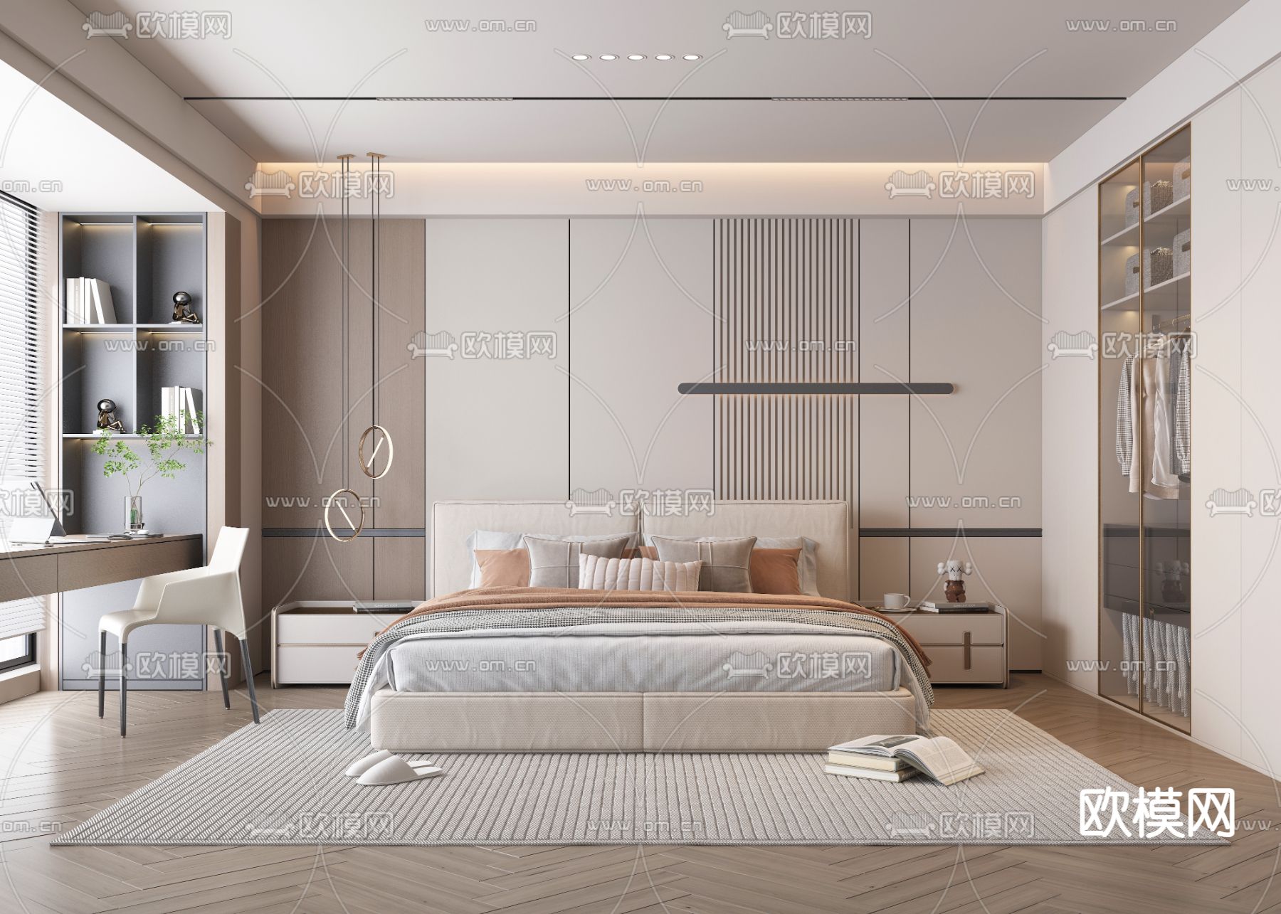 BEDROOM – MODERN STYLE – VRAY / CORONA – 3D MODEL – 2160 - thumbnail 1