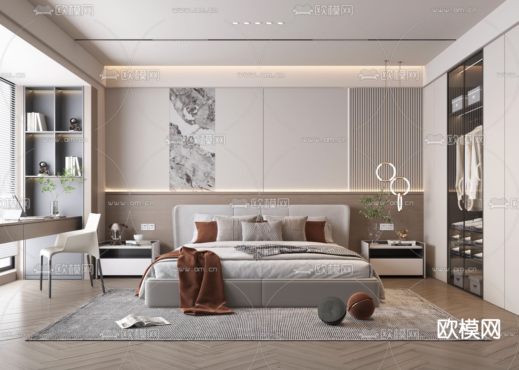 BEDROOM – MODERN STYLE – VRAY / CORONA – 3D MODEL – 2161 - thumbnail 1