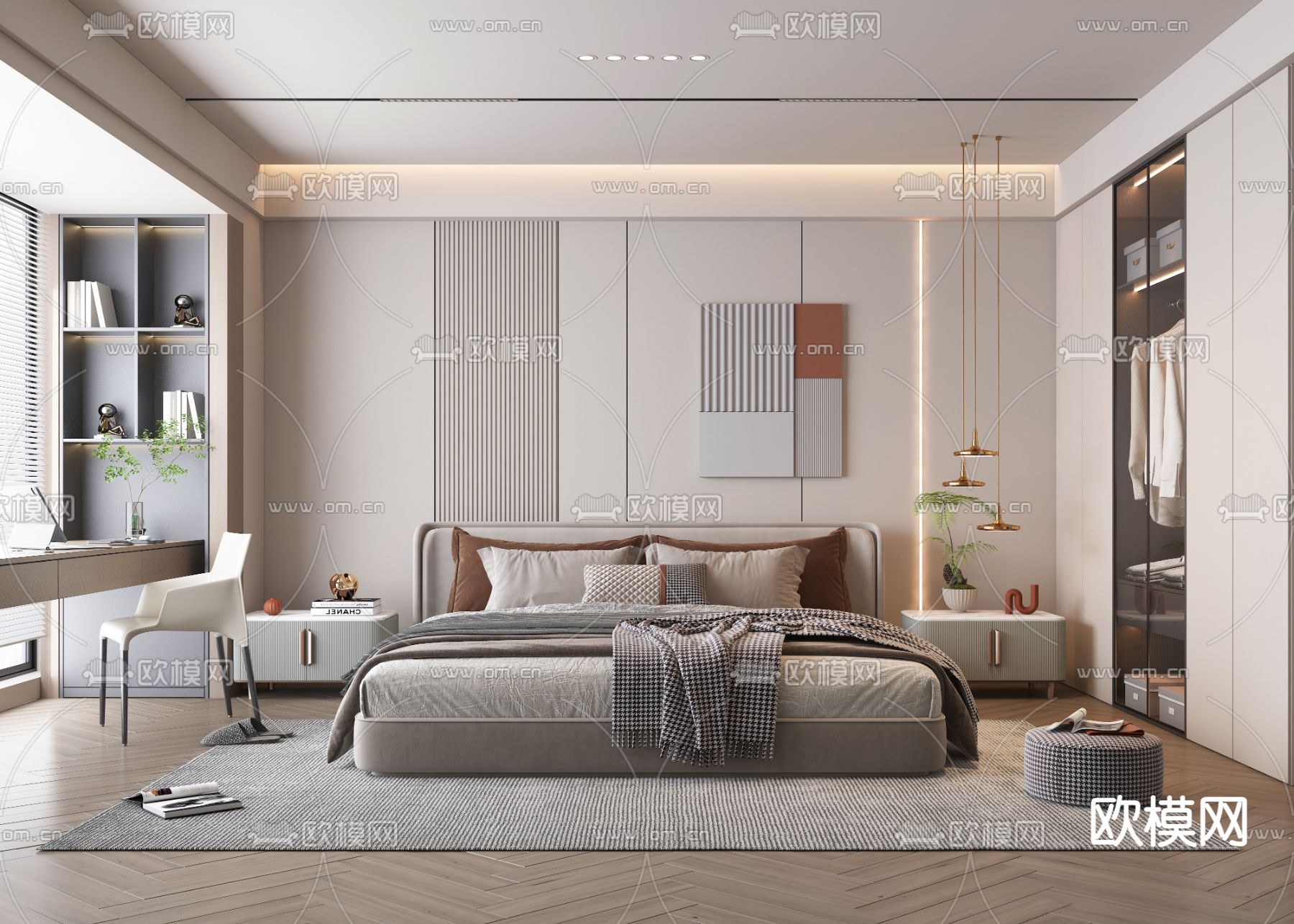 BEDROOM – MODERN STYLE – VRAY / CORONA – 3D MODEL – 2162 - thumbnail 1