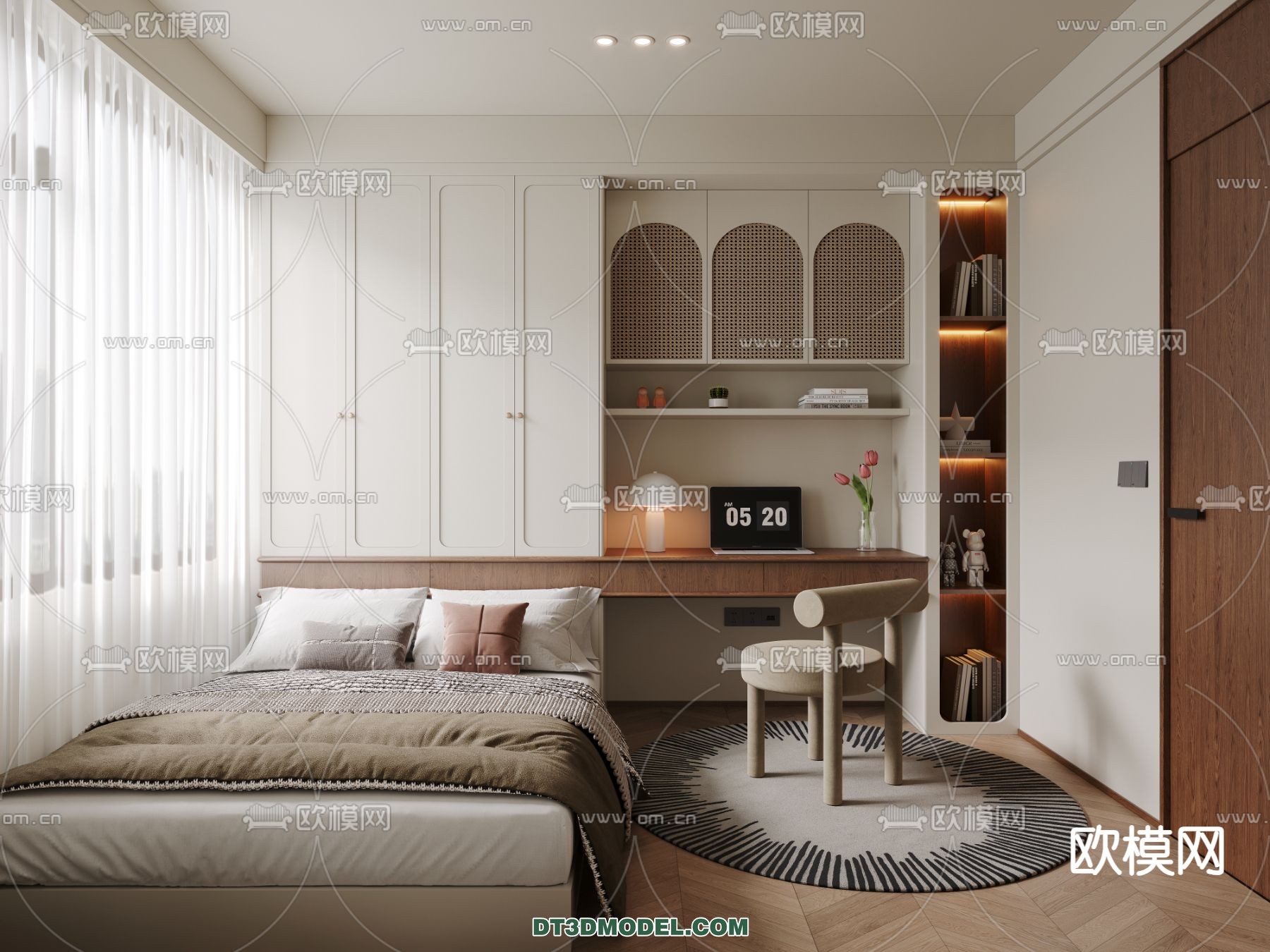 Tatami Bedroom – Japan Bedroom – 3D Scene – 008 - thumbnail 1