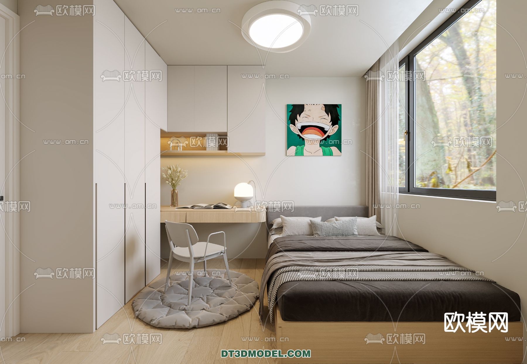 Tatami Bedroom – Japan Bedroom – 3D Scene – 054 - thumbnail 1