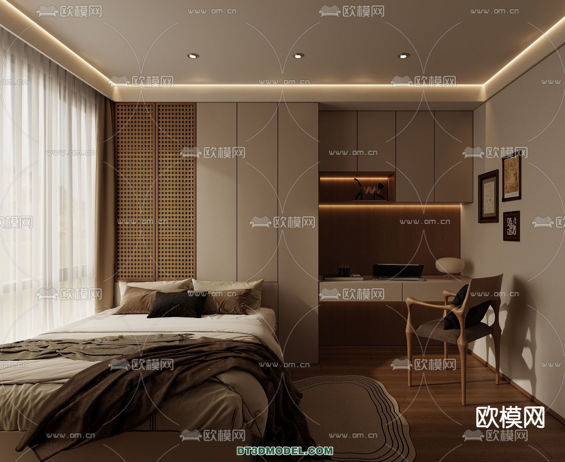 Tatami Bedroom – Japan Bedroom – 3D Scene – 057 - thumbnail 1