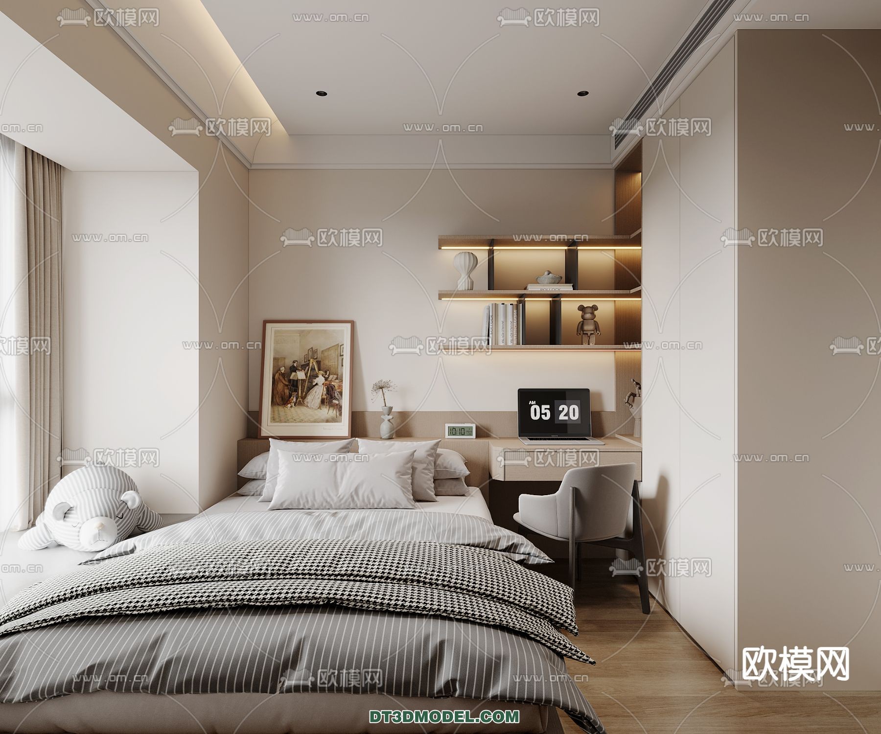 Tatami Bedroom – Japan Bedroom – 3D Scene – 073 - thumbnail 1