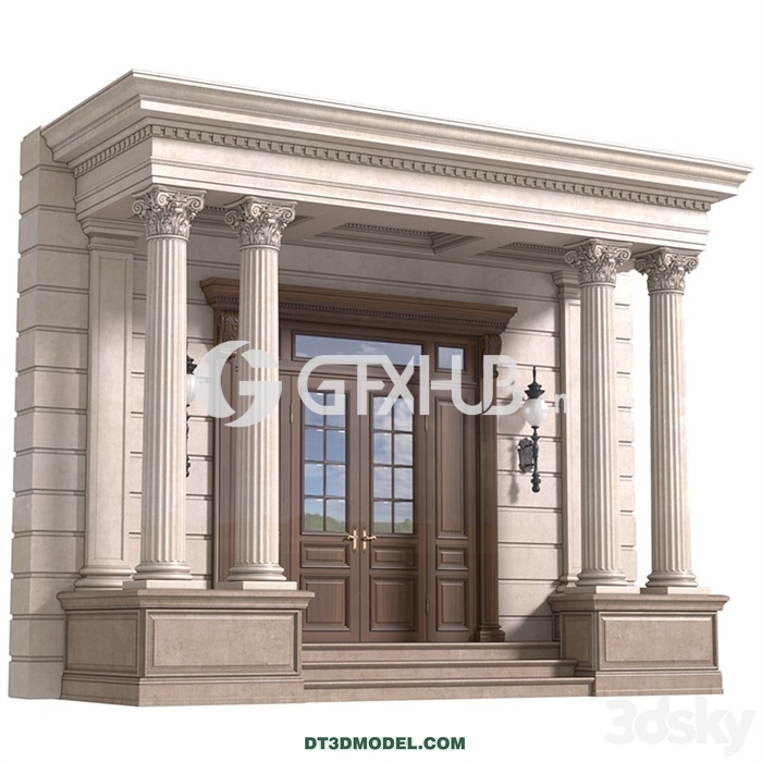 Architecture – Building – Column Porch Entrance to the house Classic Porch - thumbnail 1