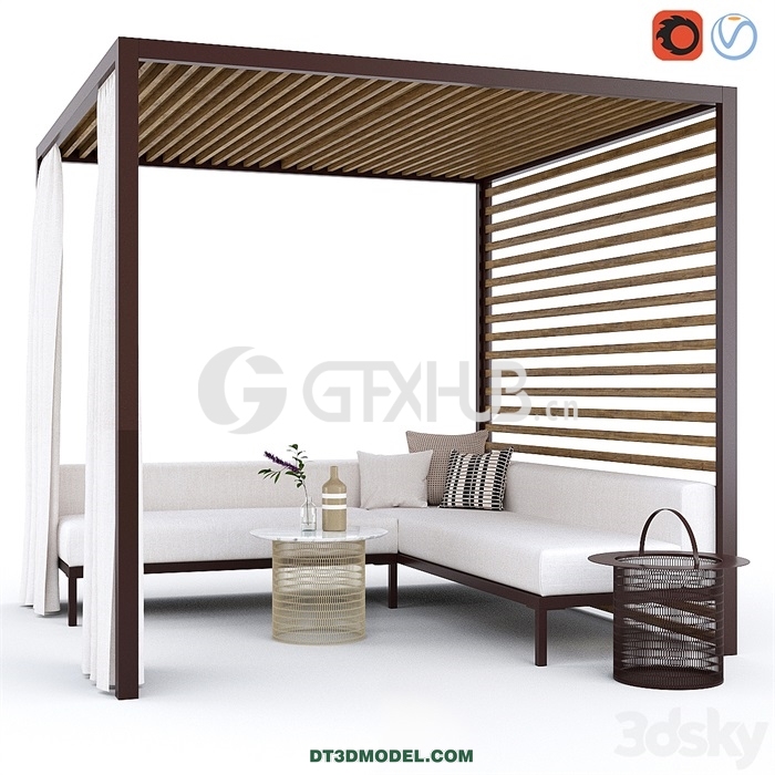 Architecture – Building – Garden arbor with sofa Kettal Pavilion Gazebo - thumbnail 1