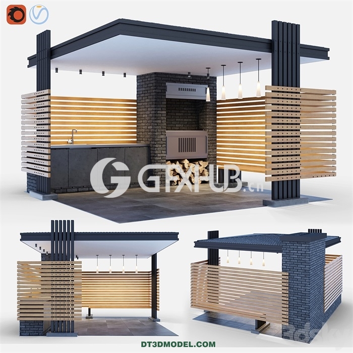 Architecture – Building – Modern gazebo with summer kitchen - thumbnail 1