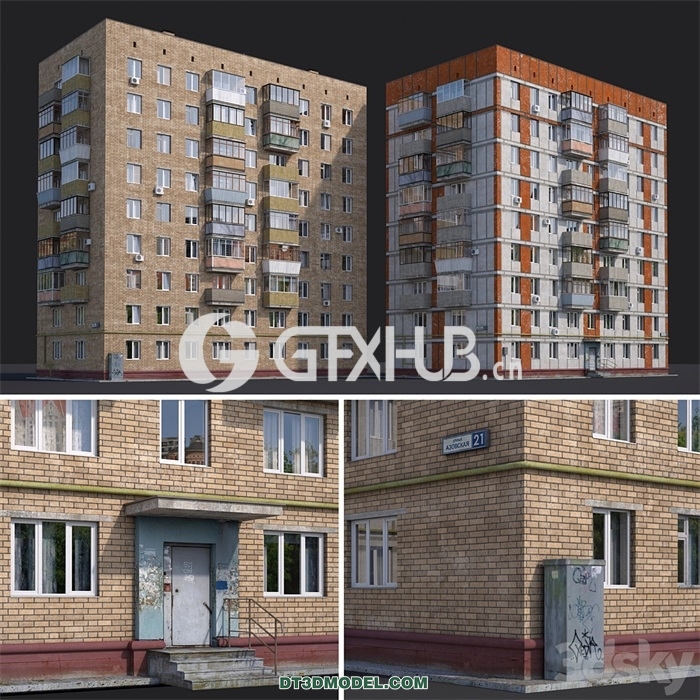 Architecture – Building – Residential houses Moscow Azov street 21 and Chongarsky boulevard 30 - thumbnail 1