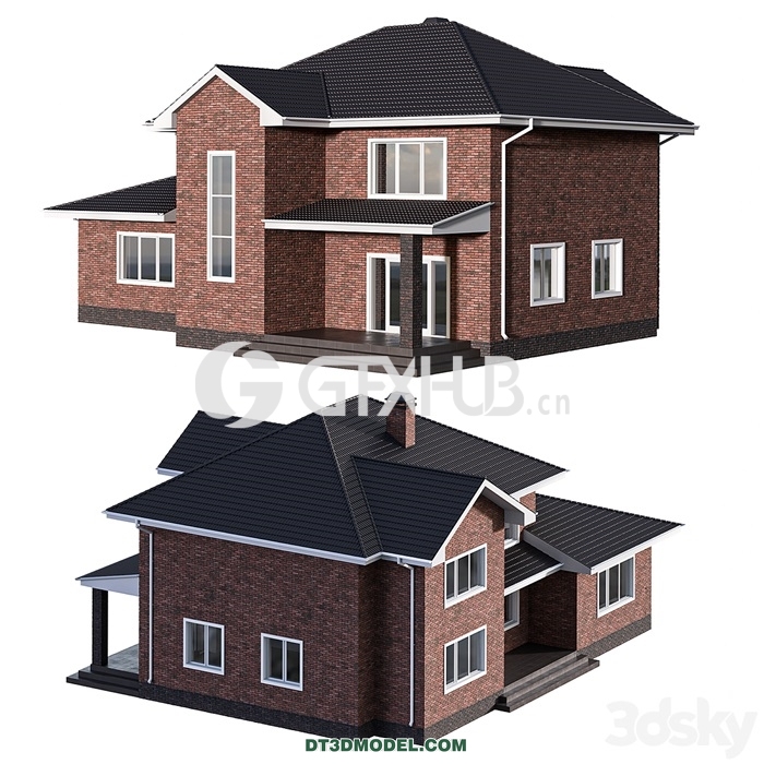 Architecture – Building – Two-storey brick house with a pitched roof - thumbnail 1