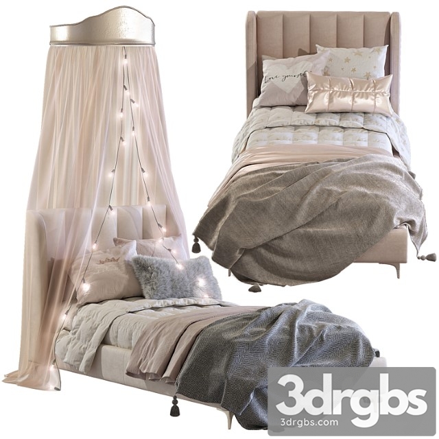 Bed Blush Lizbeth Velvet Single Bed 3 3dsmax Download - thumbnail 1