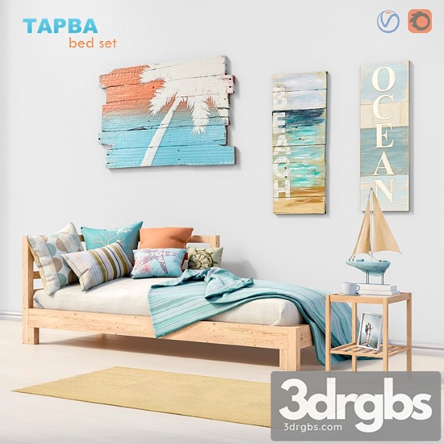 Bed Daybed Ikea Tarva Set 1 3dsmax Download - thumbnail 1