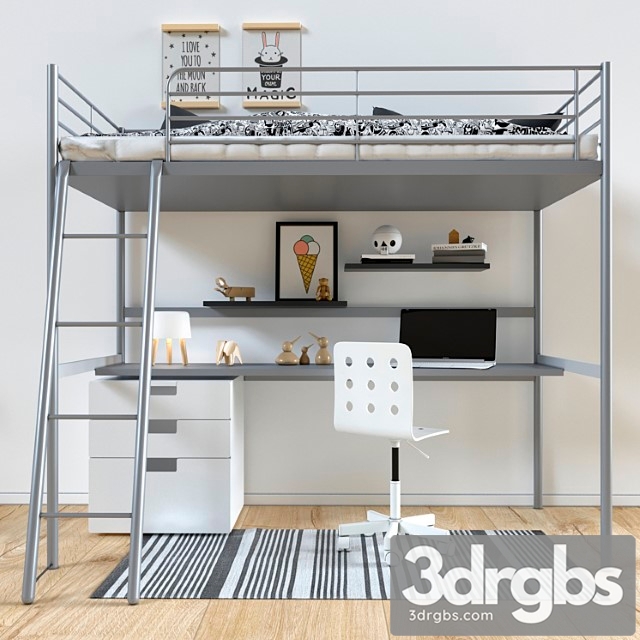 Bed Ikea Sverta Loft 3dsmax Download - thumbnail 1