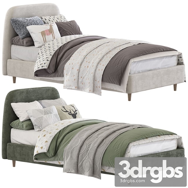 Bed oatmeal raelynn upholstered bed 217 - thumbnail 1