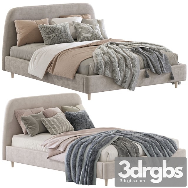 Bed oatmeal raelynn upholstered bed - thumbnail 1