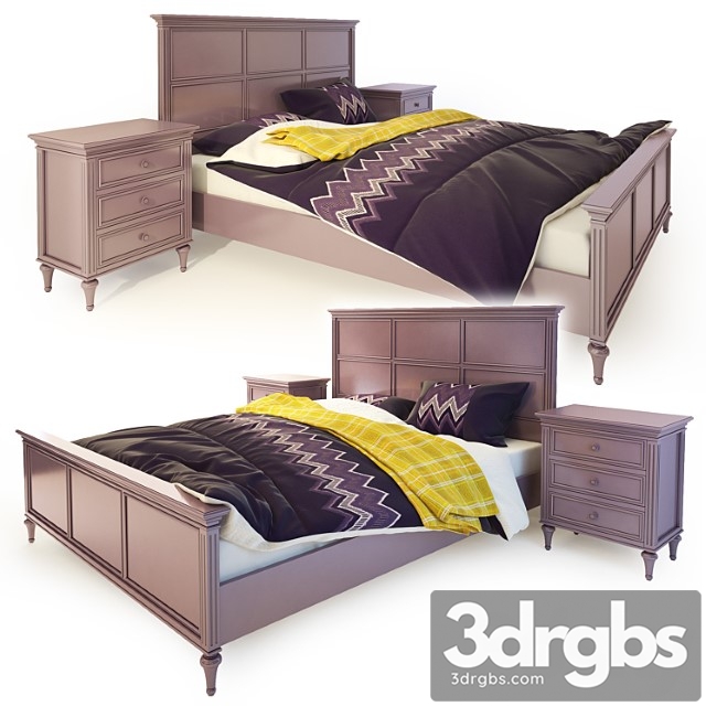 Bed Two Bedroom Purple Riverdi The Veri 3dsmax Download - thumbnail 1