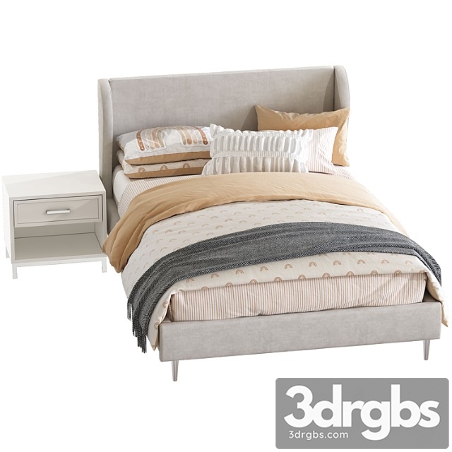 Bed wren wingback upholstered bed - thumbnail 1