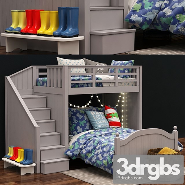 Catalina Stair Loft Bed Lower Bed Set by Pottery Barn Kids 3dsmax Download - thumbnail 1