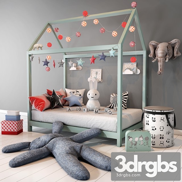 Children Bedroom Set 01 3dsmax Download - thumbnail 1