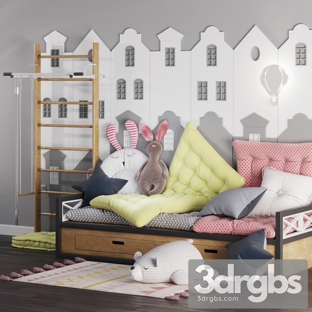 Children Room Set 2 3dsmax Download - thumbnail 1