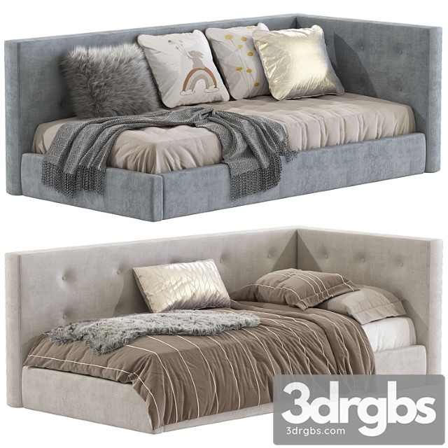 Cushy upholstered platform corner bed 2 - thumbnail 1