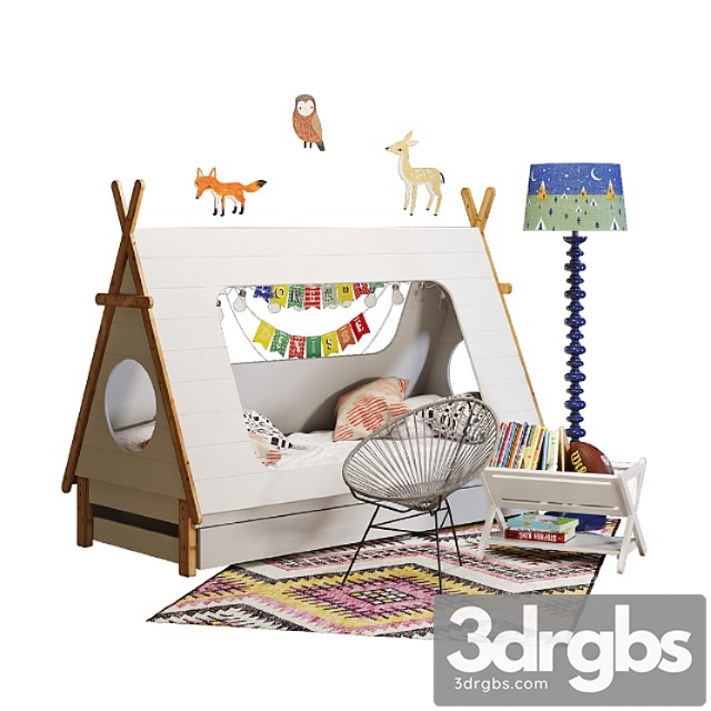 Domayne tee pee-bed with crate & barrel decor - thumbnail 1