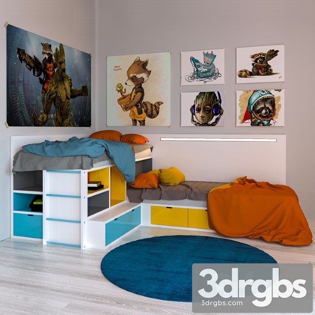 Double Bed for Children 3dsmax Download - thumbnail 1