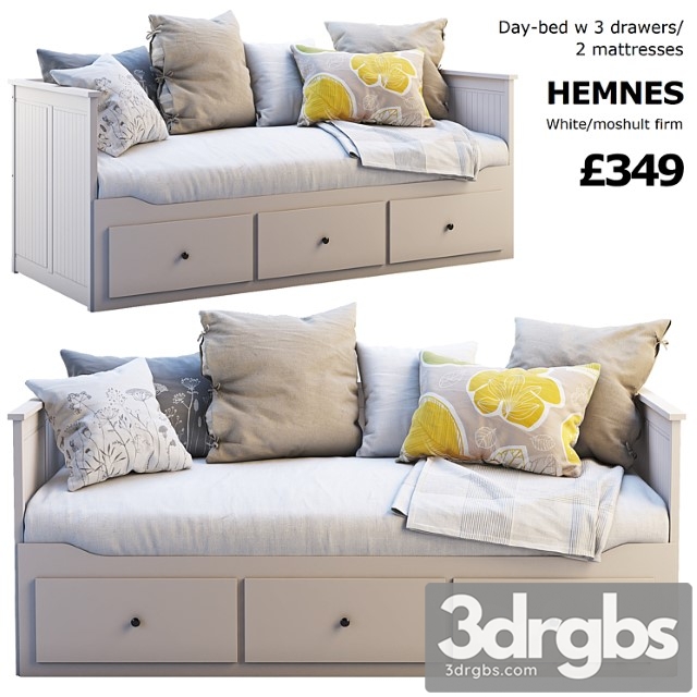 Ikea Hemnes Bed 2 2 3dsmax Download - thumbnail 1