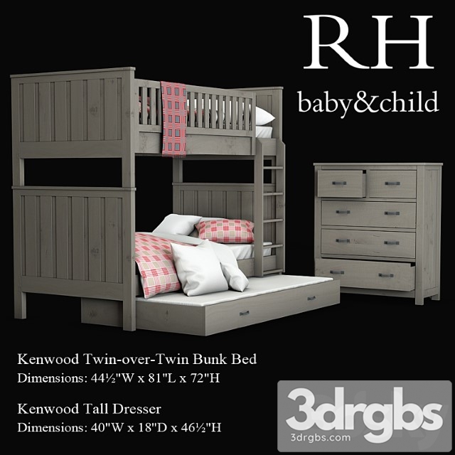 Kenwood Twin Over Twin Bunk Bed 3dsmax Download - thumbnail 1