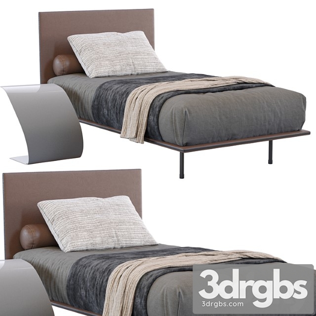 Leather thin single bed by bonaldo - thumbnail 1