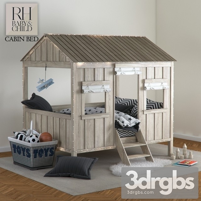 Restoration Hardware Baby Child Cabin Bed 3dsmax Download - thumbnail 1