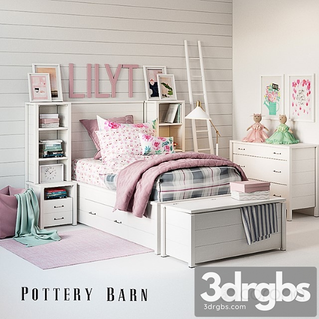 Set for Baby Girl Plaid Bedroom 3dsmax Download - thumbnail 1