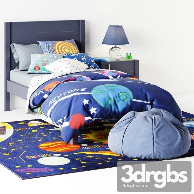 Uptown Navy Blue Bed 3dsmax Download - thumbnail 1