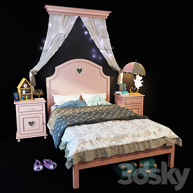 Adelina bed is pink. Whatnot 3ds Max - thumbnail 1