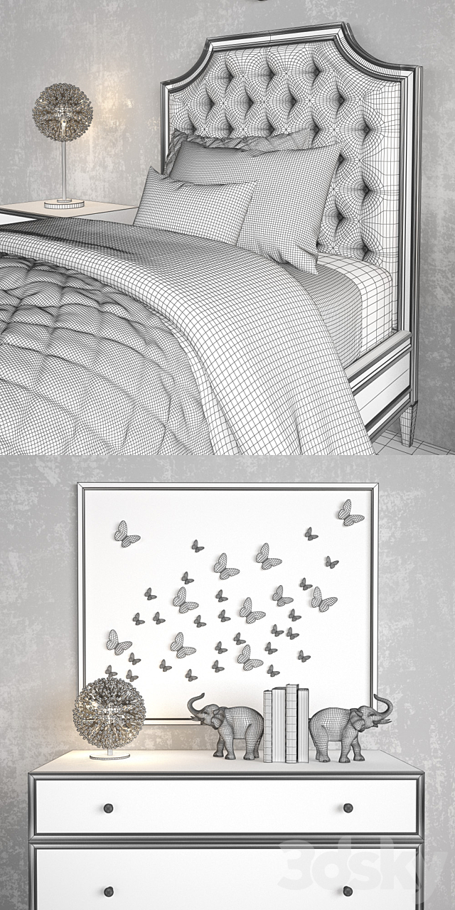 ALEXANDRA TUFTED BED. Restoration Hardware 3DSMax File - thumbnail 3