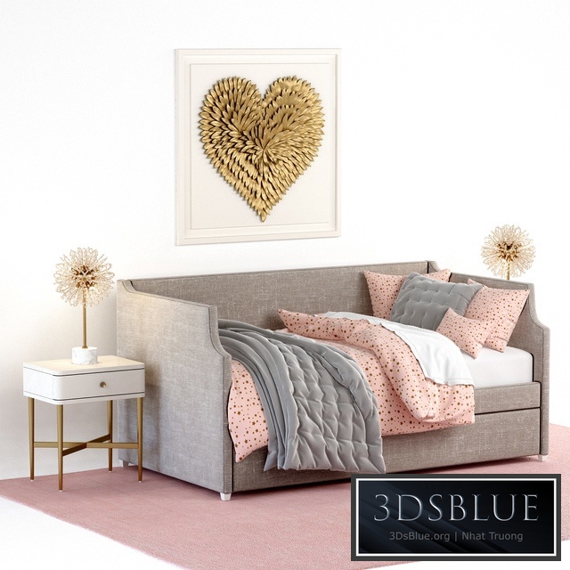 ANNIKA UPHOLSTERED DAYBED WITH TRUNDLE Restoration Hardware 3DS Max - thumbnail 3