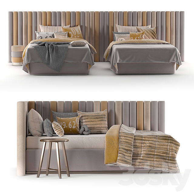 attached and day bed set30 3DS Max Model - thumbnail 3