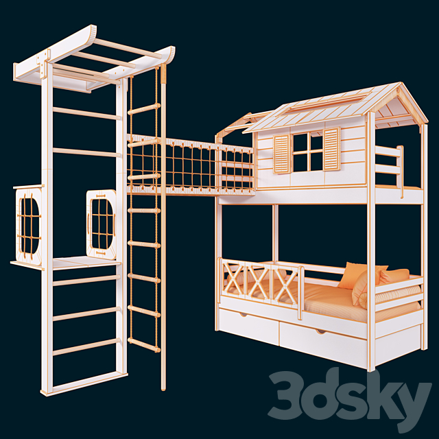 Baby bed and playground 3DSMax File - thumbnail 3