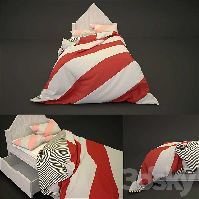 Baby bed with linen 3DS Max Model - thumbnail 1