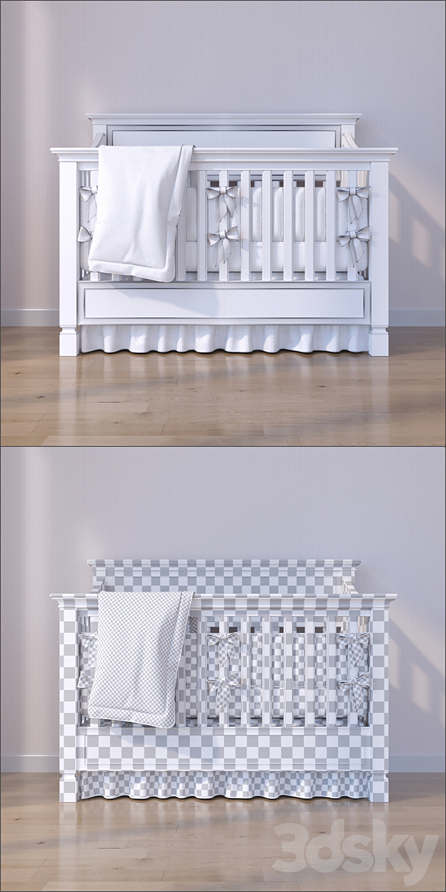 Baby cot Pottery Barn Larkin 3DS Max Model - thumbnail 3