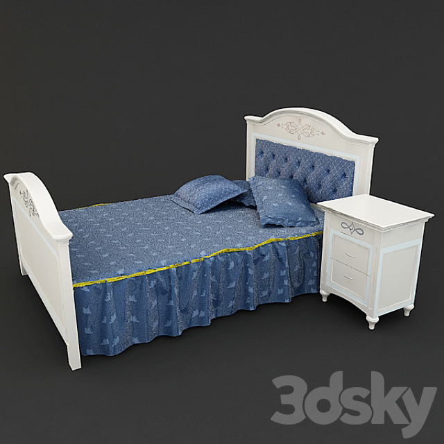 Bed and nightstand Domus mi_216 3DSMax File - thumbnail 1