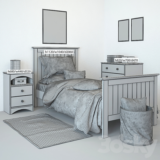 Bed Barney Grey 3DSMax File - thumbnail 3