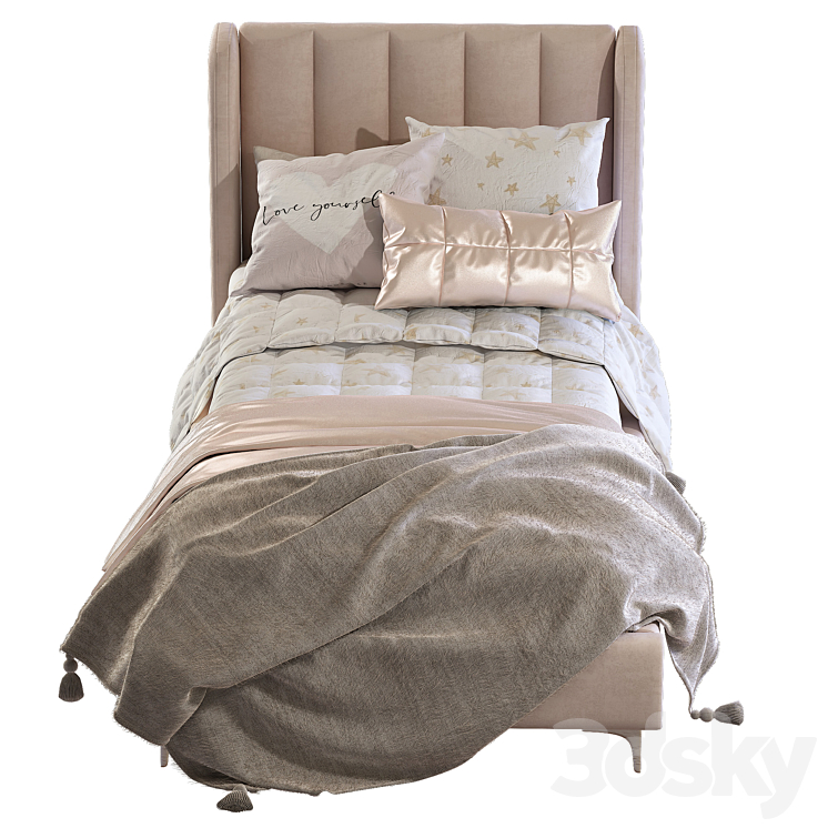 Bed Blush Lizbeth Velvet Single Bed 3 3DS Max - thumbnail 2