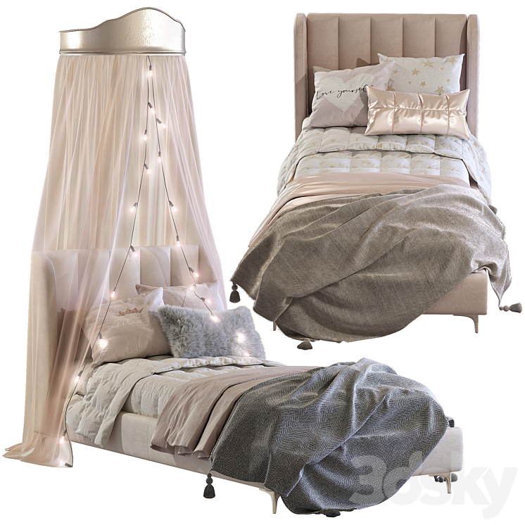 Bed Blush Lizbeth Velvet Single Bed 3 3DS Max - thumbnail 1