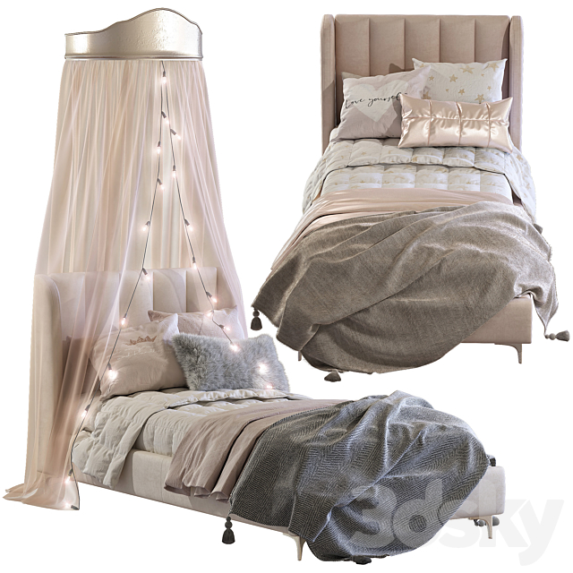 Bed Blush Lizbeth Velvet Single Bed 3 3DSMax File - thumbnail 1